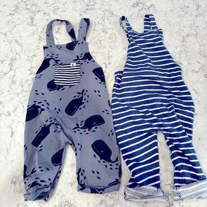 Lot of 2 size 3t fabric overalls